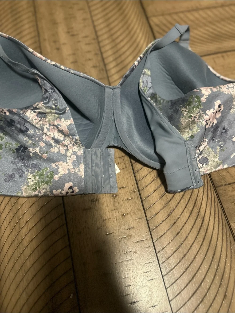 Cacique Light Blue Strapless Bra with Floral Trim 42H
